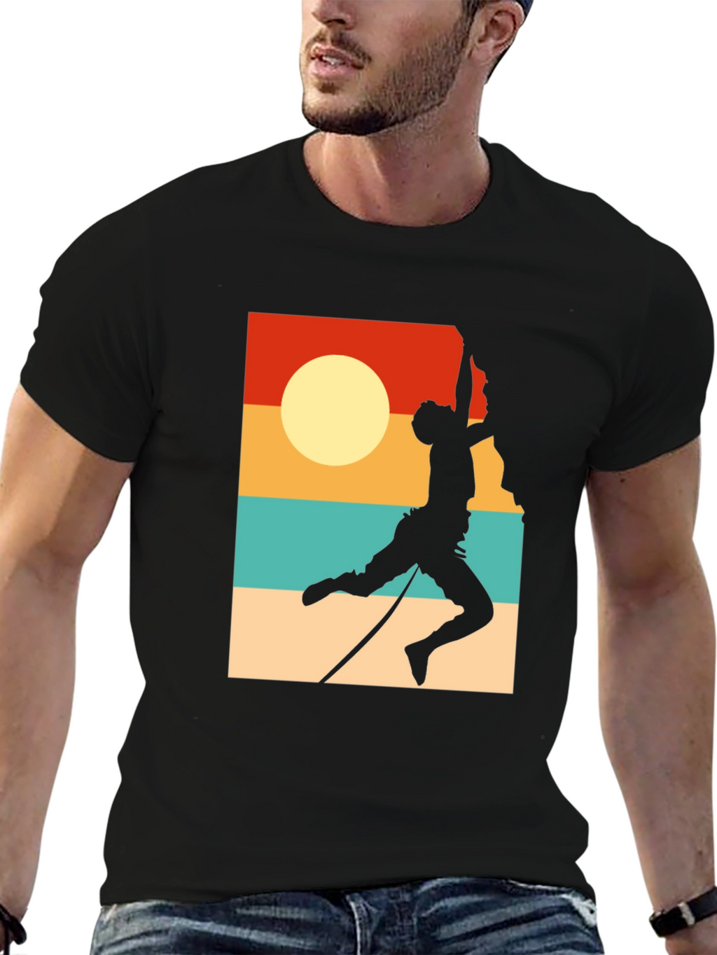 Rock Climbing Retro Sunset Graphic Tee