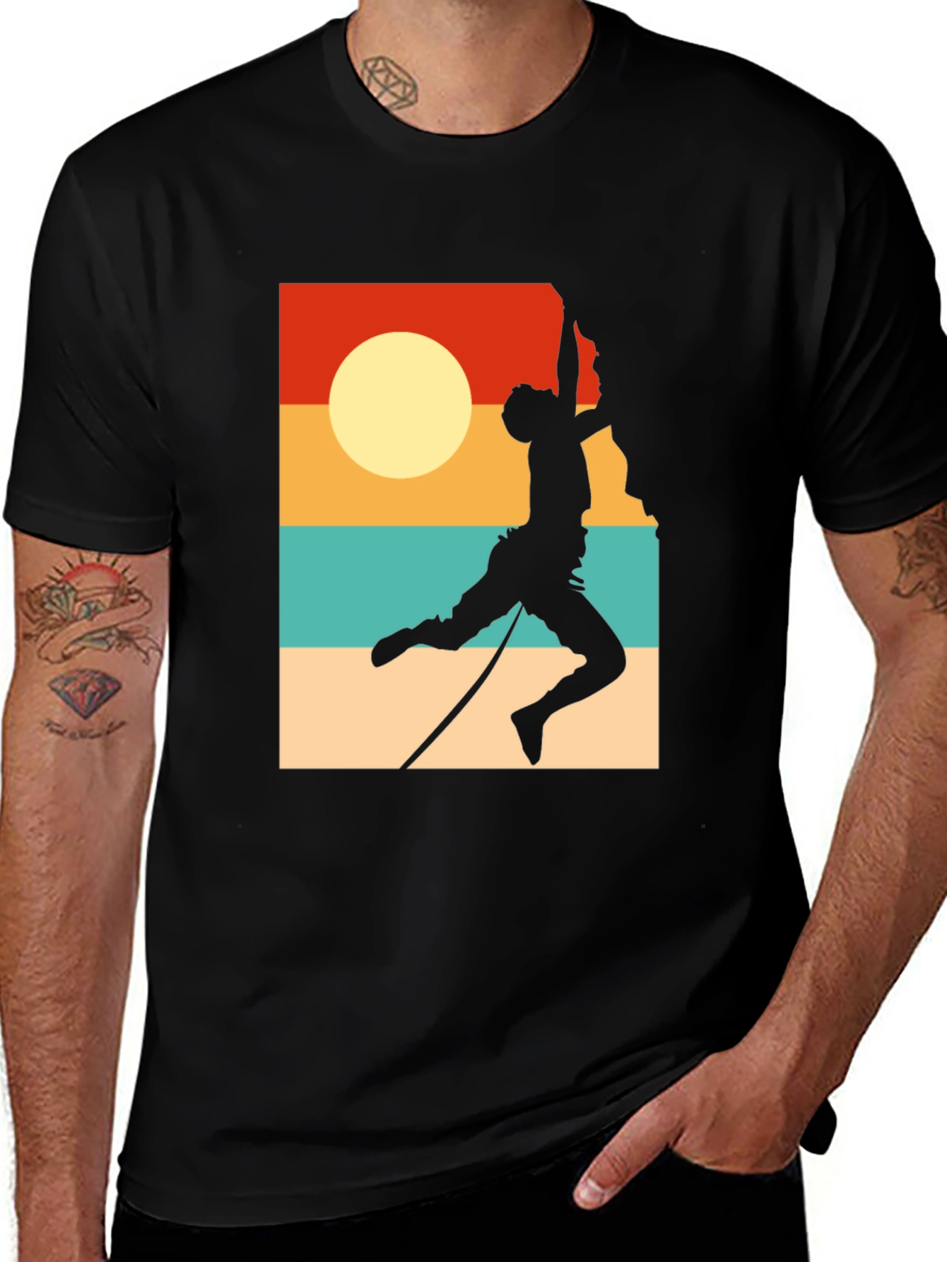 Rock Climbing Retro Sunset Graphic Tee
