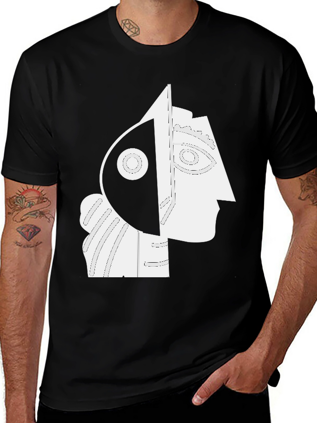 Abstract Portrait Graphic Tee - Modern Art Shirt