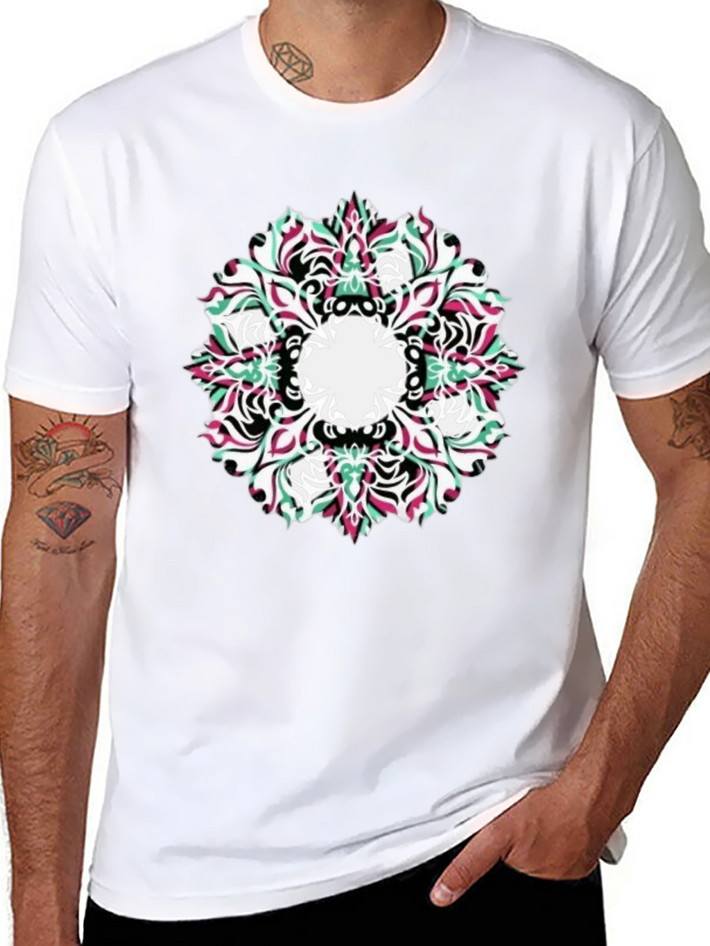 Abstract Mandala Graphic Black T-Shirt