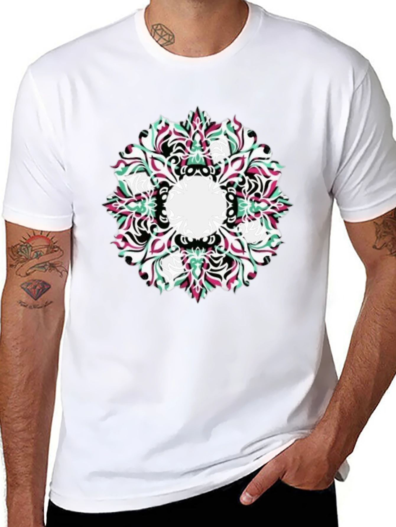 Abstract Mandala Graphic Black T-Shirt