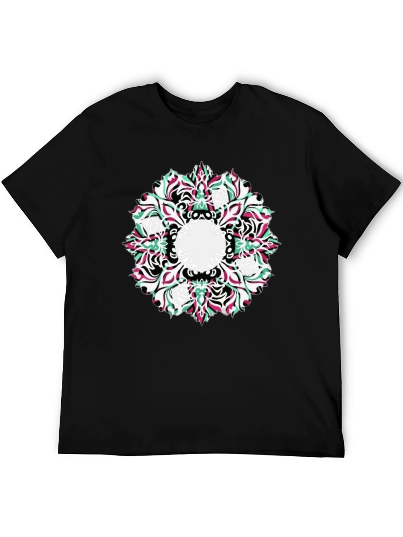 Abstract Mandala Graphic Black T-Shirt