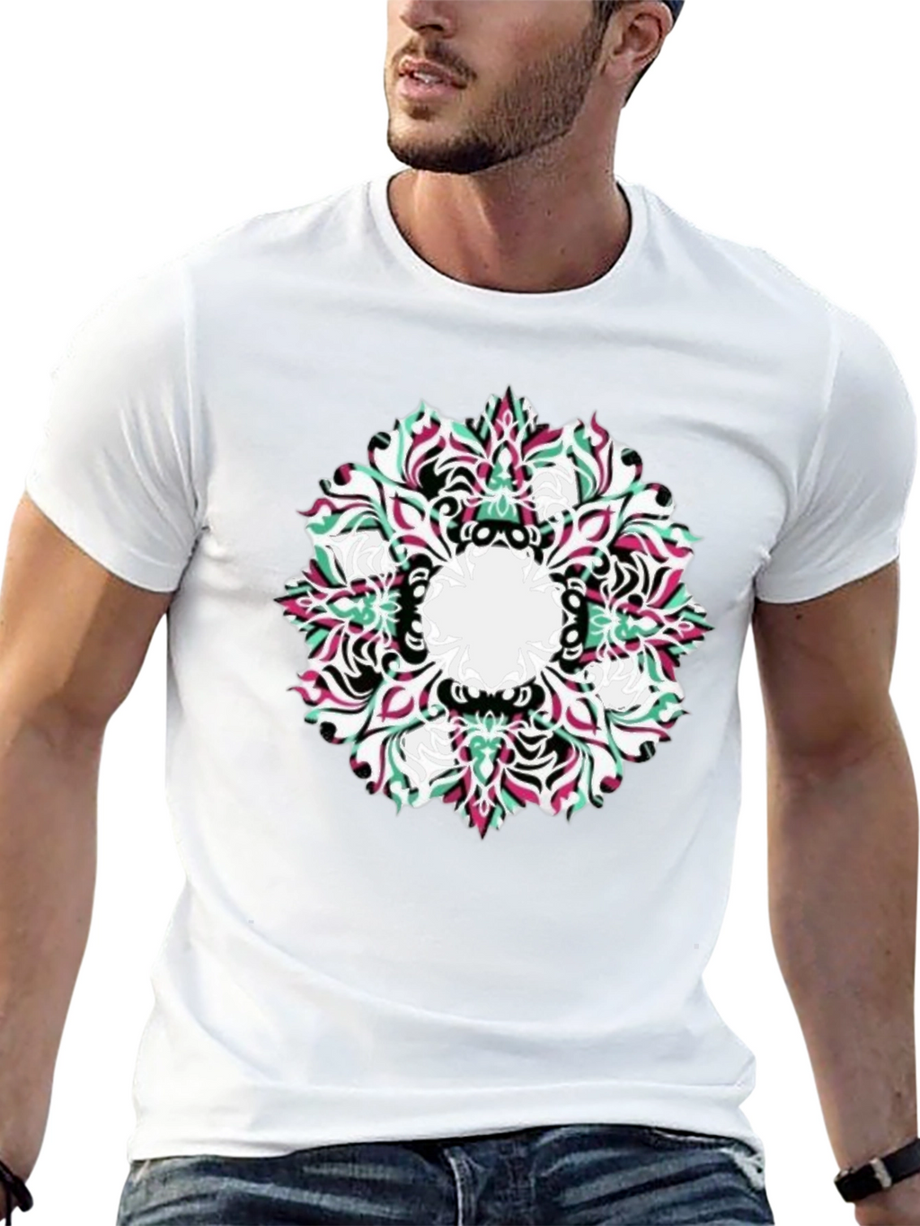 Abstract Mandala Graphic Black T-Shirt