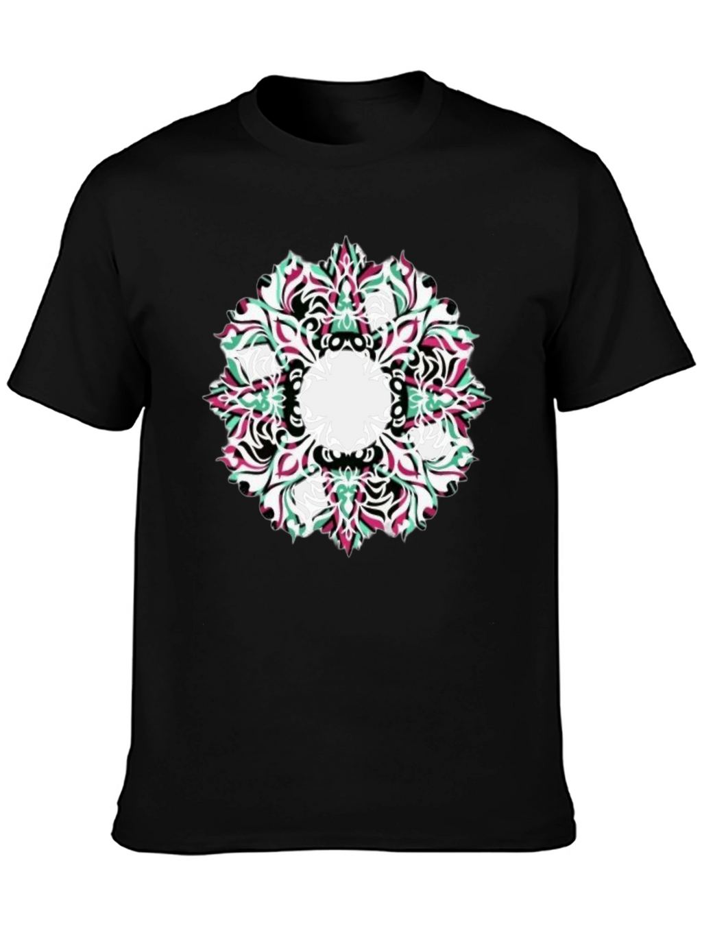 Abstract Mandala Graphic Black T-Shirt
