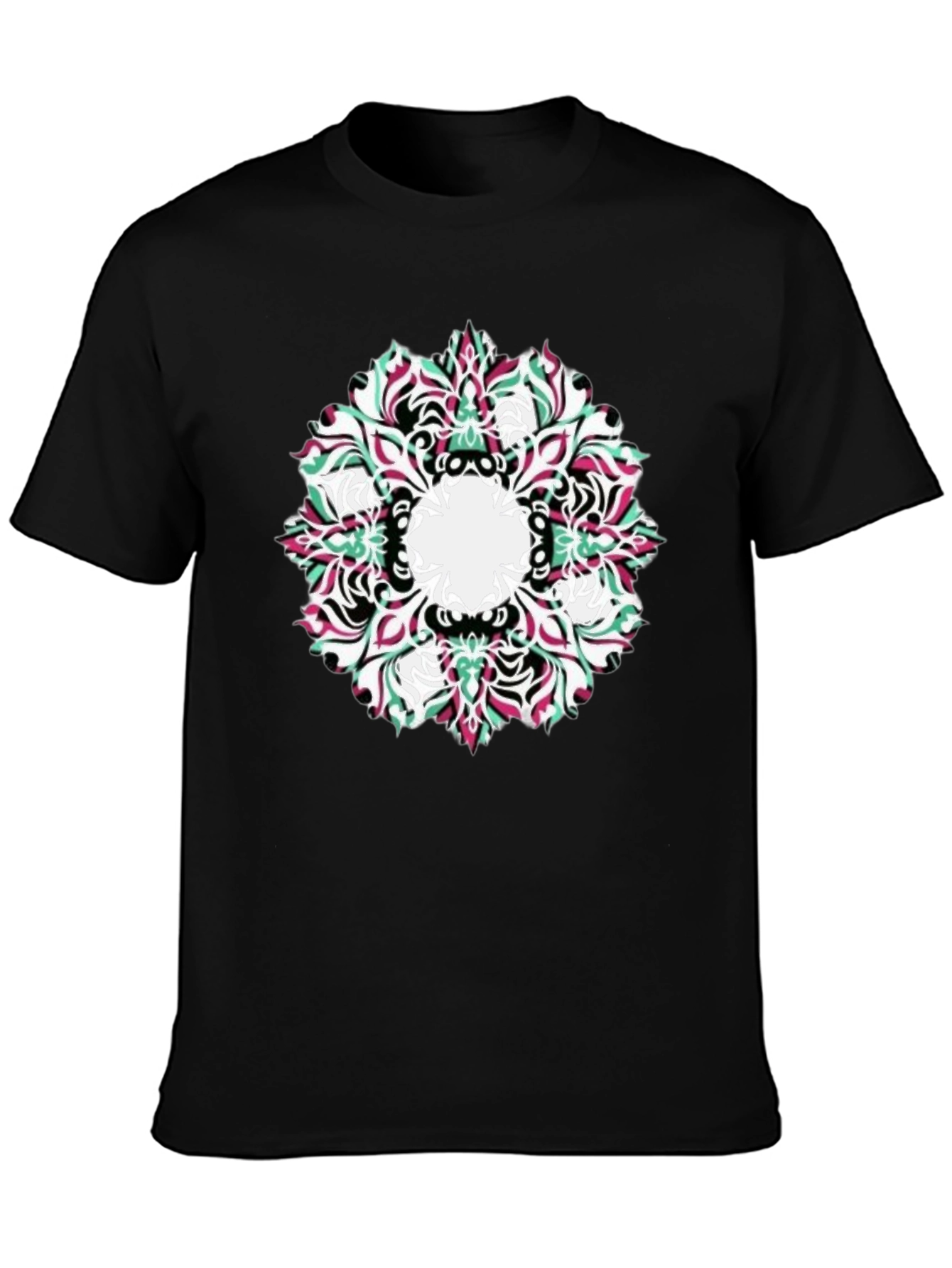 Abstract Mandala Graphic Black T-Shirt