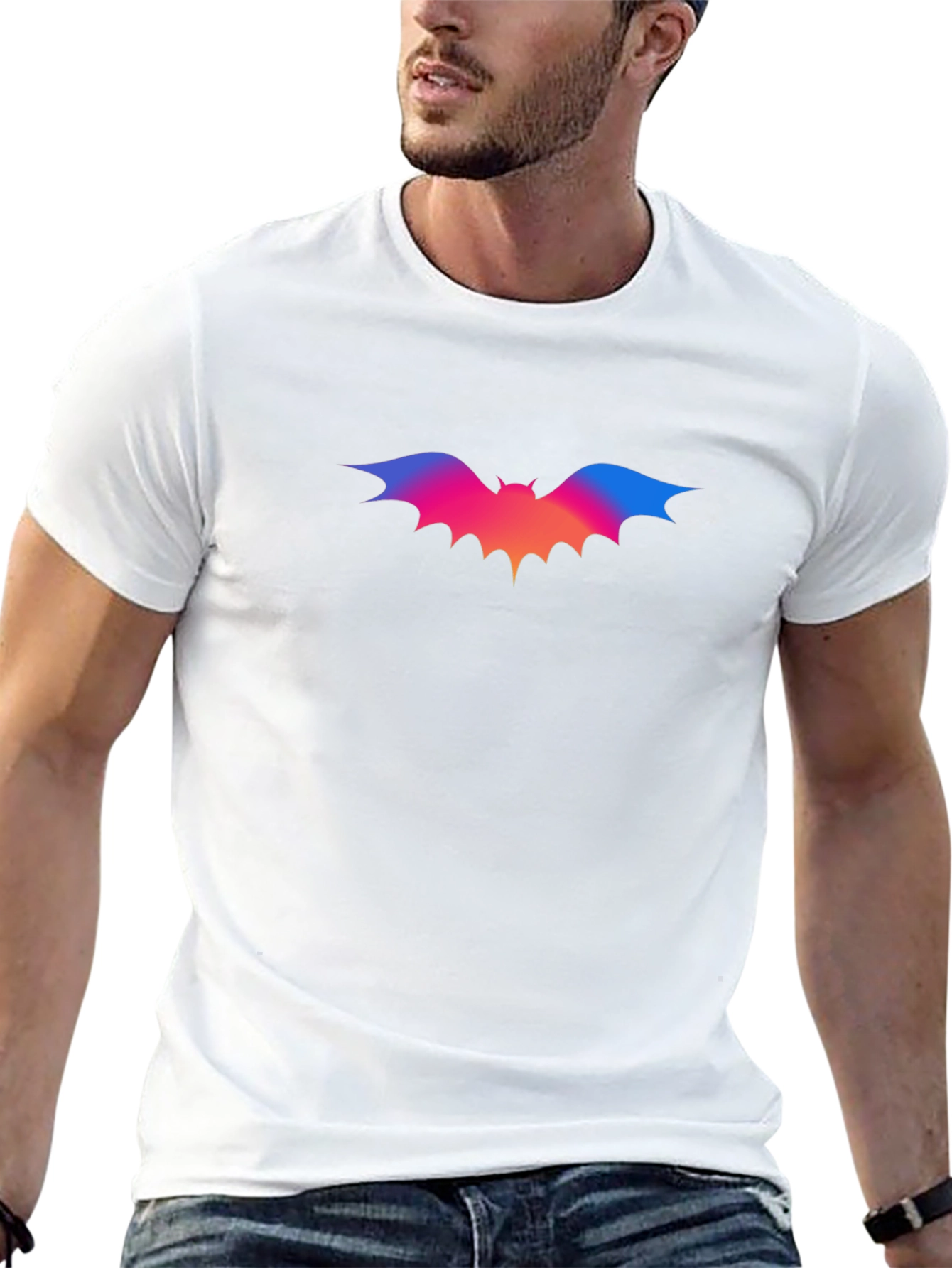 Gradient Bat Graphic Black T-Shirt
