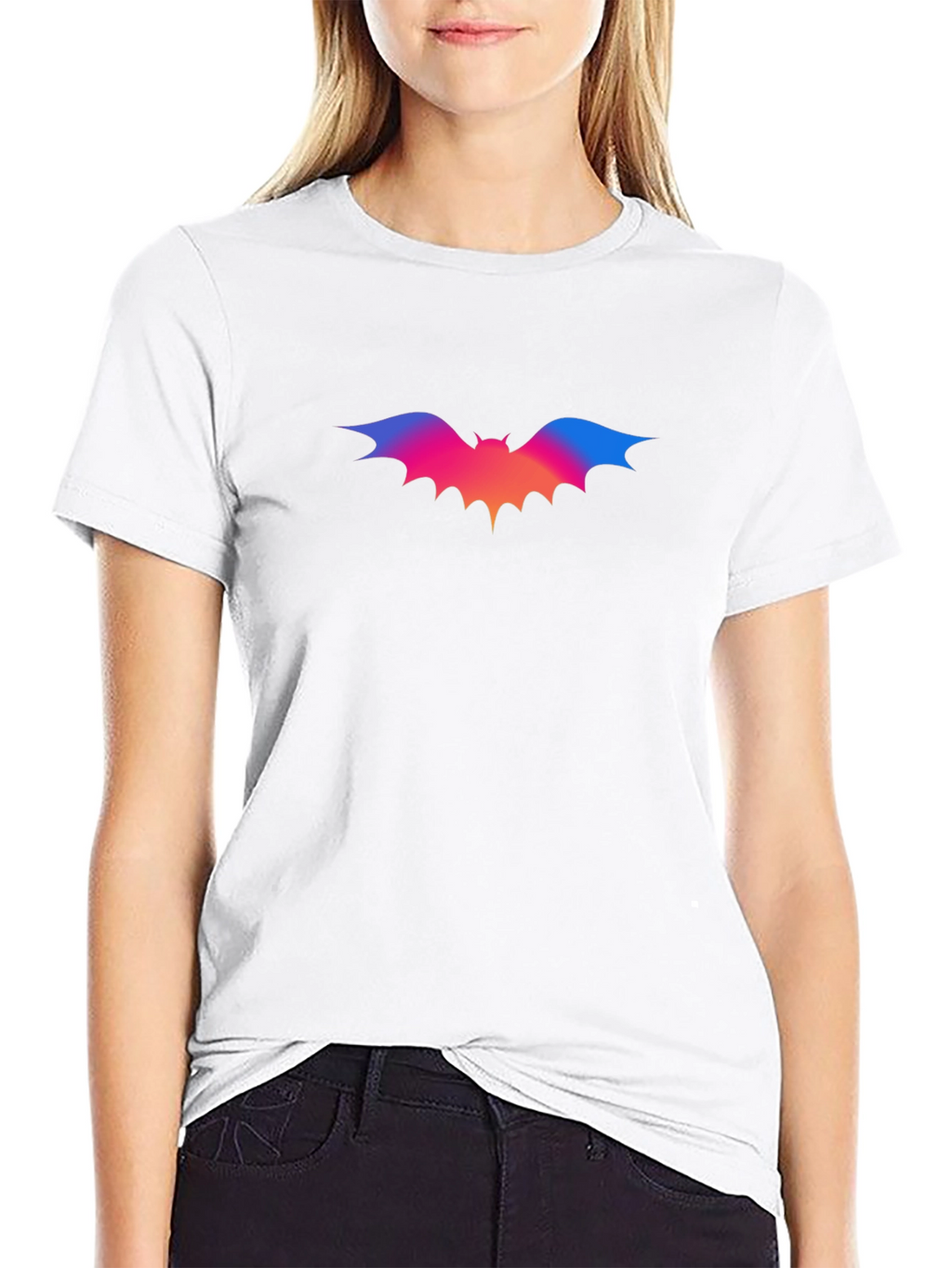 Gradient Bat Graphic Black T-Shirt