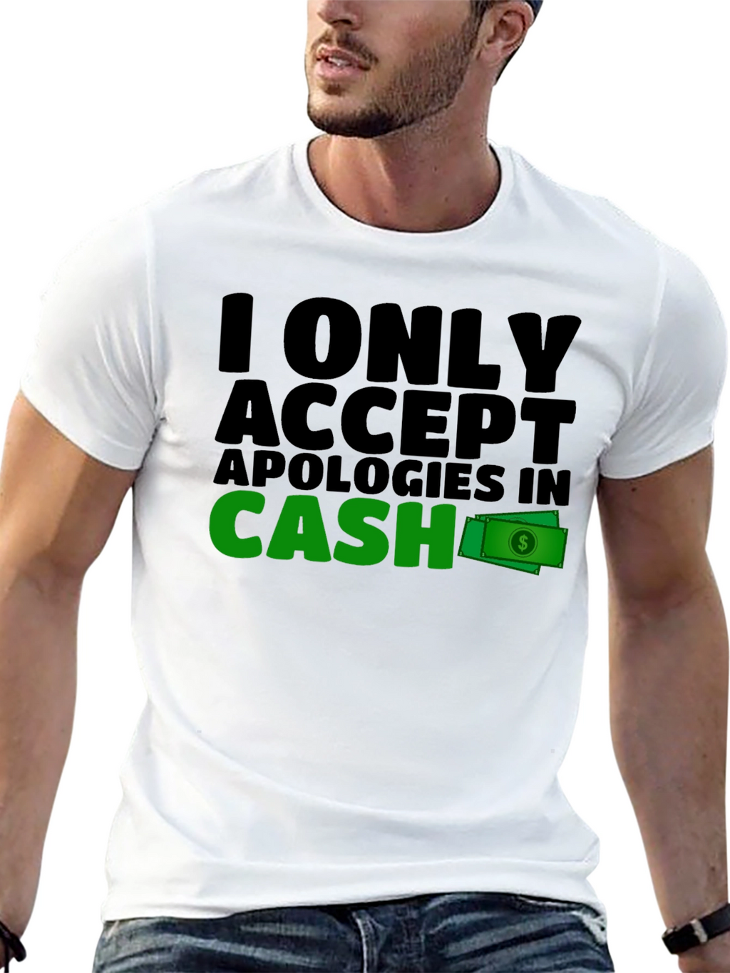 Cash Apology T-Shirt - Mens Black Tee