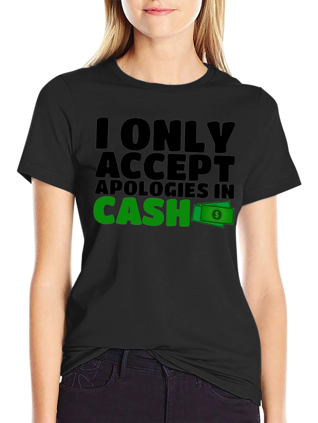 Cash Apology T-Shirt - Mens Black Tee