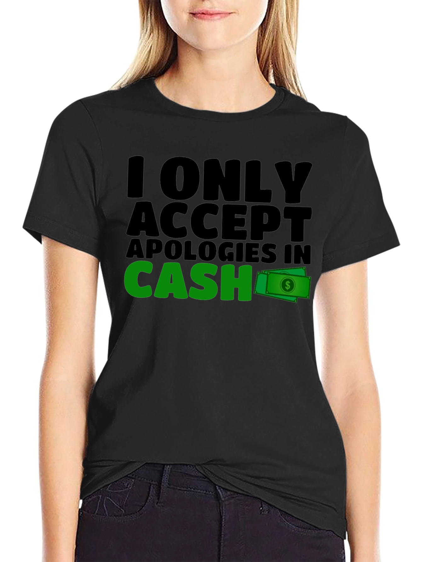Cash Apology T-Shirt - Mens Black Tee