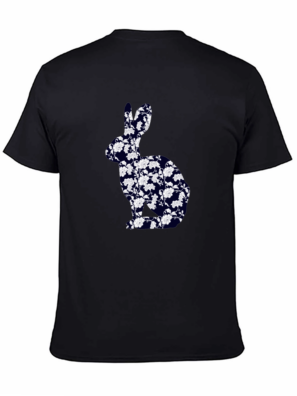 Floral Bunny Graphic Tee - Black