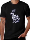 Floral Bunny Graphic Tee - Black