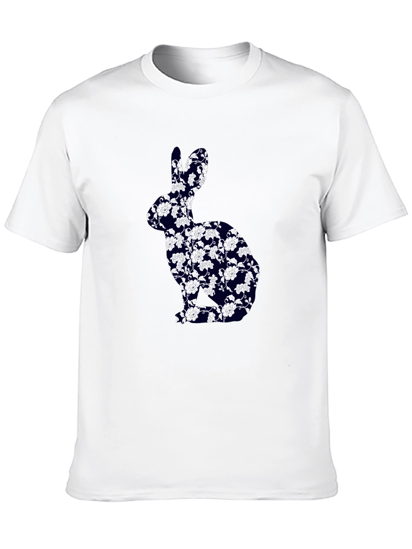 Floral Bunny Graphic Tee - Black
