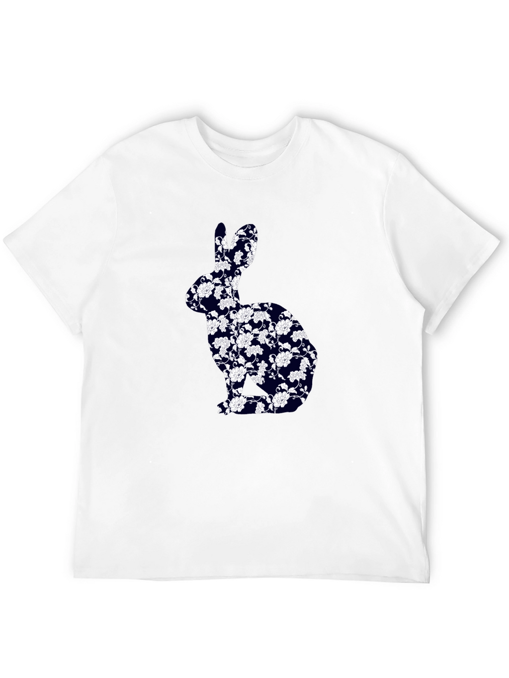 Floral Bunny Graphic Tee - Black