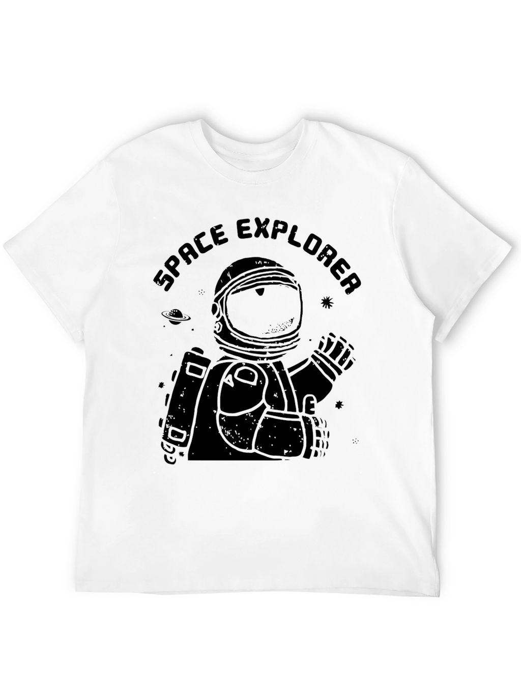 Space Explorer Black T-Shirt - Astronaut Graphic Tee
