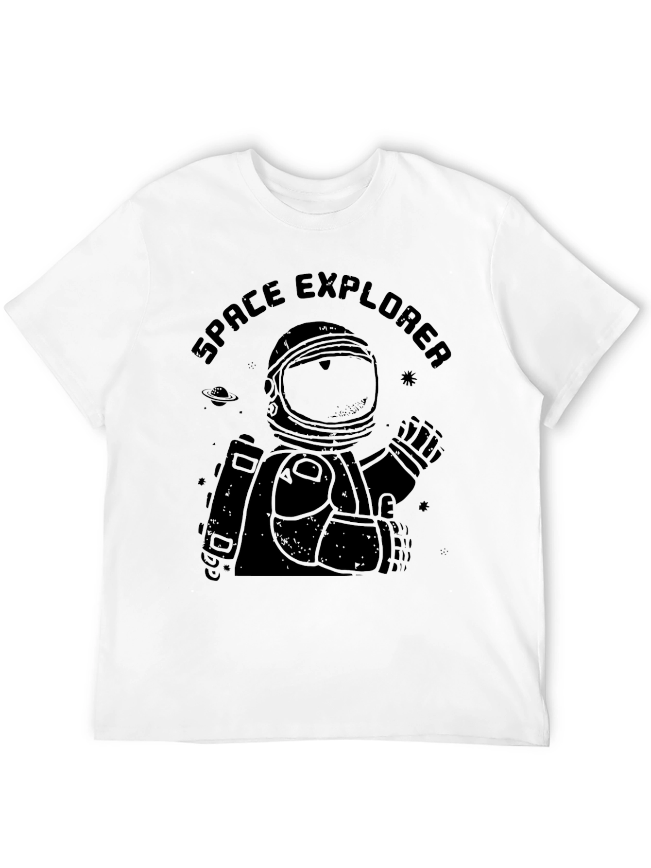 Space Explorer Black T-Shirt - Astronaut Graphic Tee