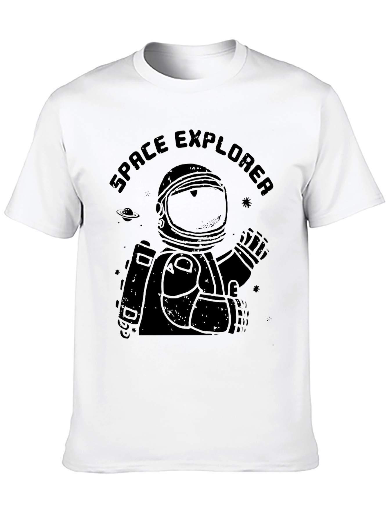Space Explorer Black T-Shirt - Astronaut Graphic Tee