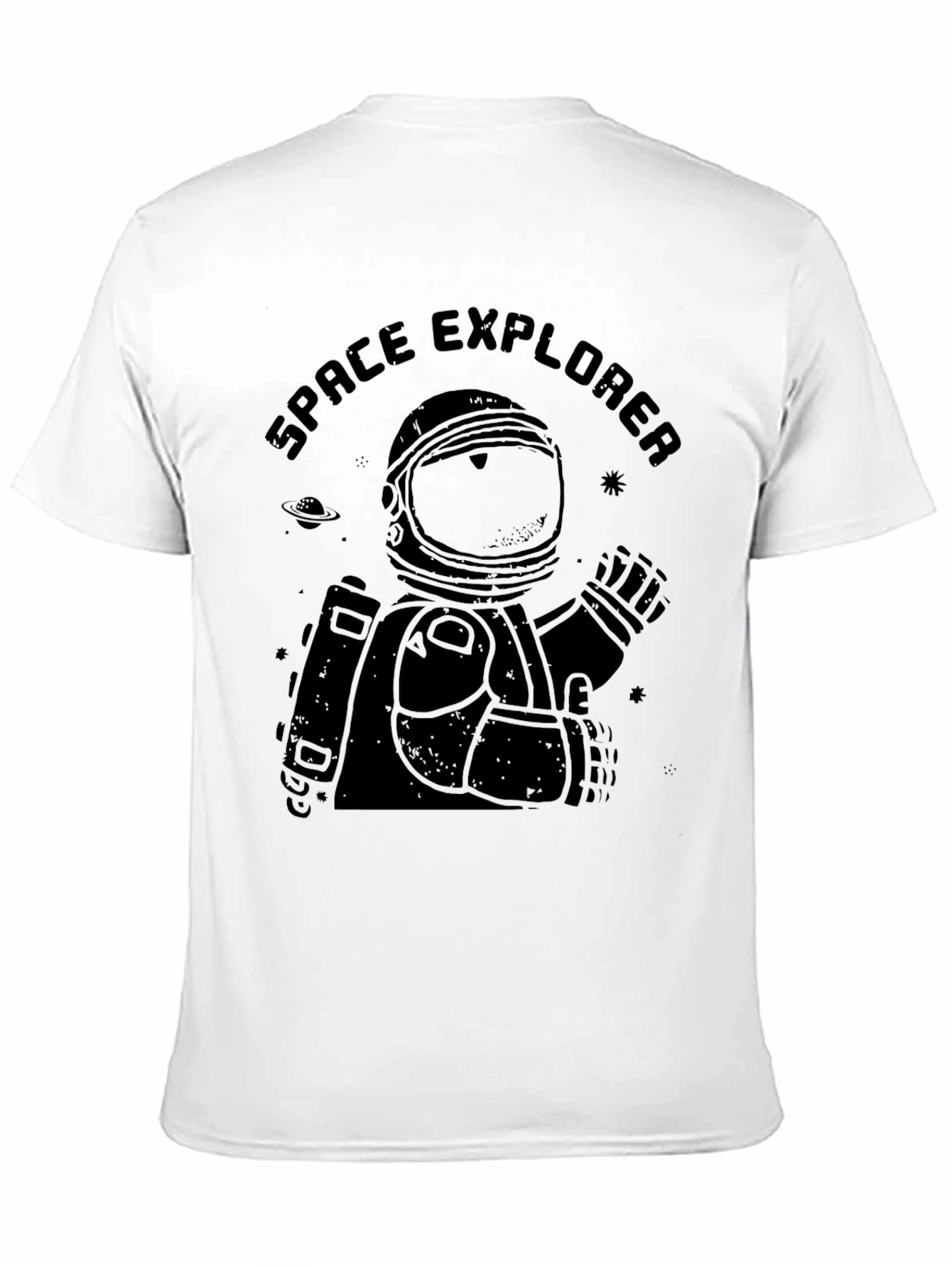 Space Explorer Black T-Shirt - Astronaut Graphic Tee