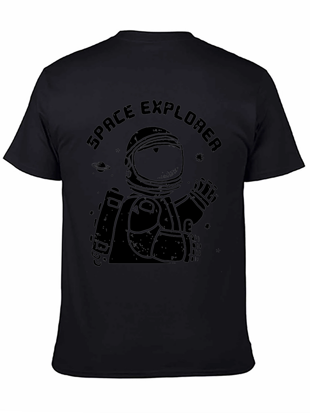 Space Explorer Black T-Shirt - Astronaut Graphic Tee