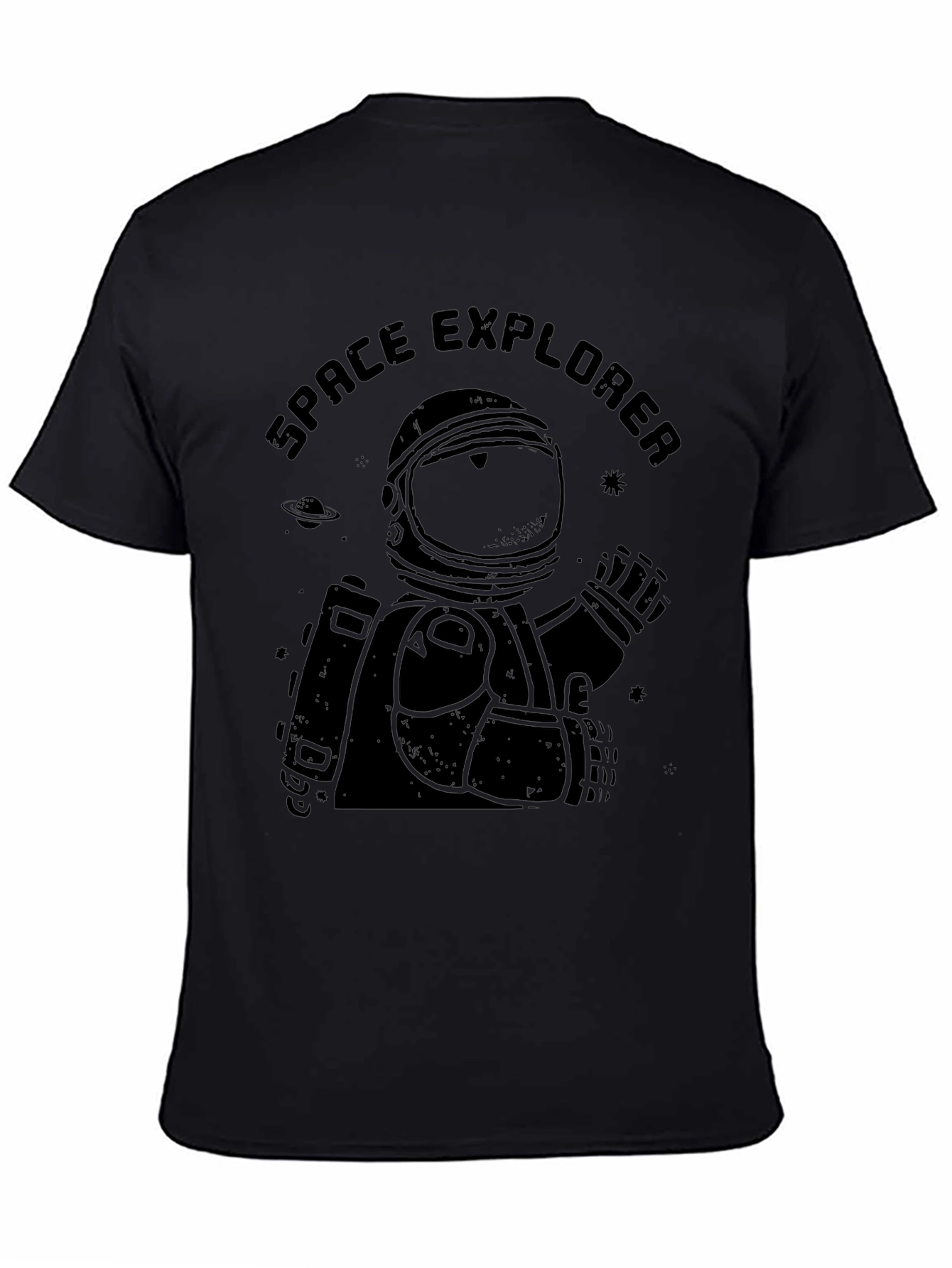Space Explorer Black T-Shirt - Astronaut Graphic Tee