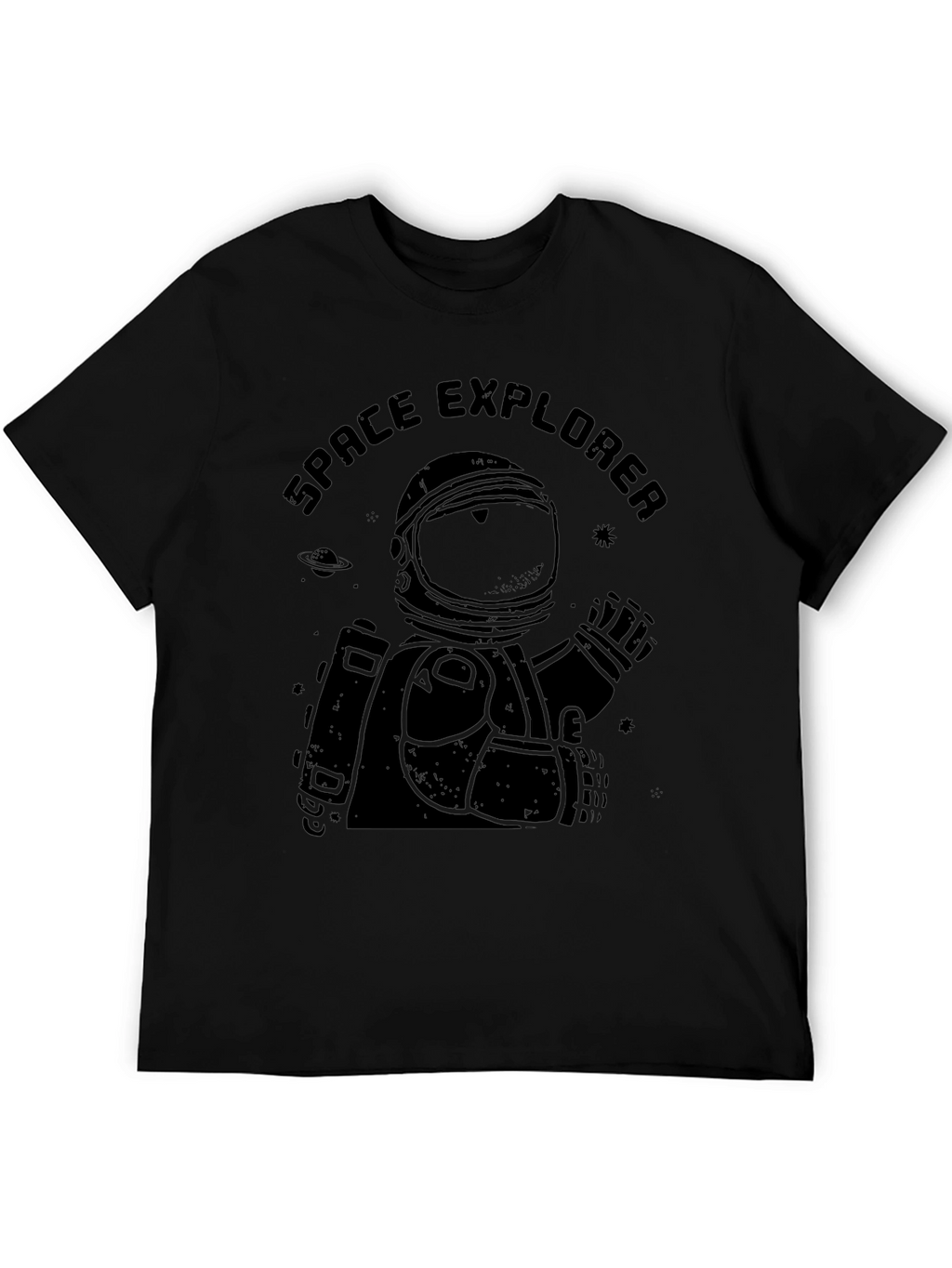 Space Explorer Black T-Shirt - Astronaut Graphic Tee