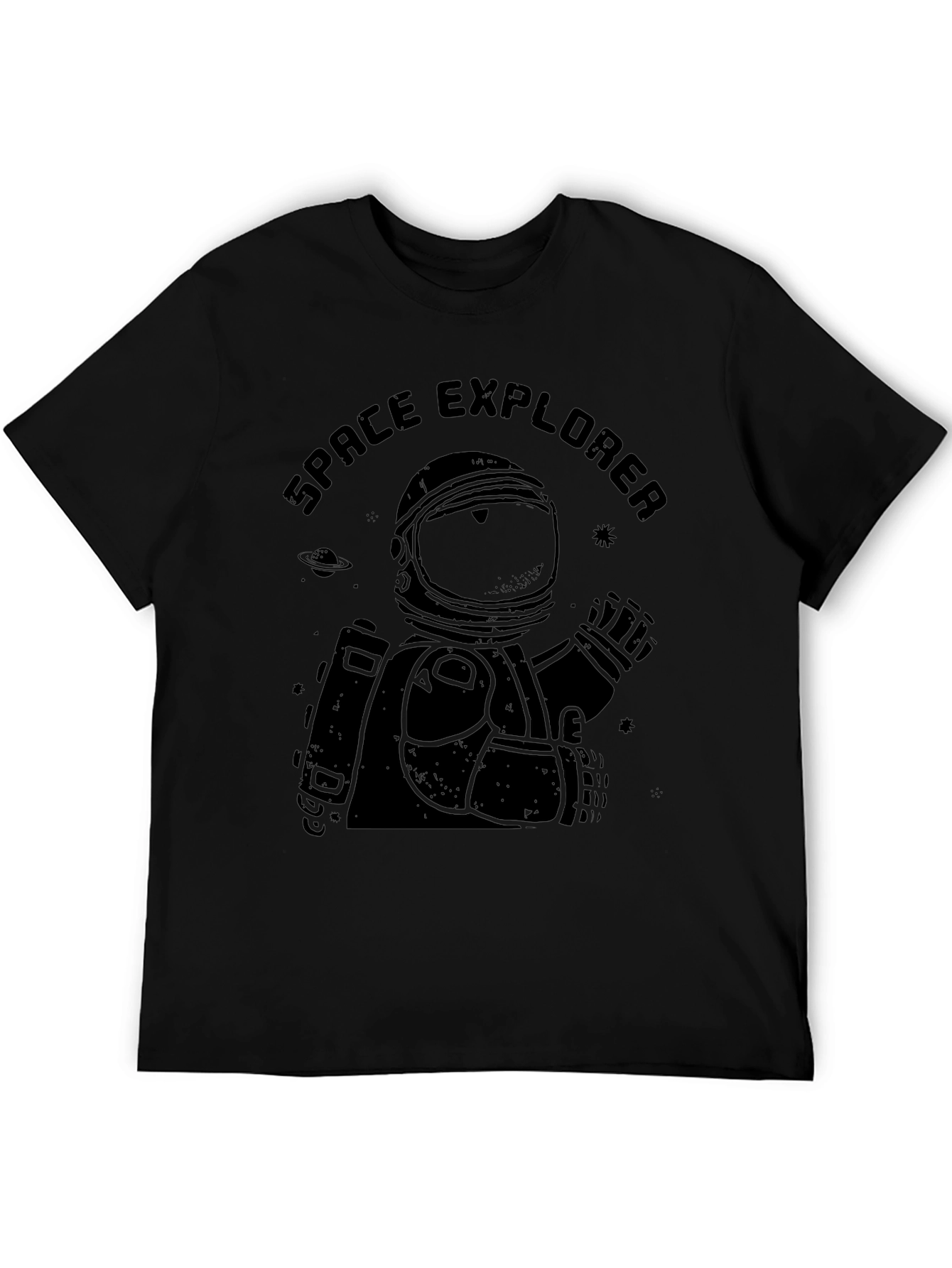 Space Explorer Black T-Shirt - Astronaut Graphic Tee