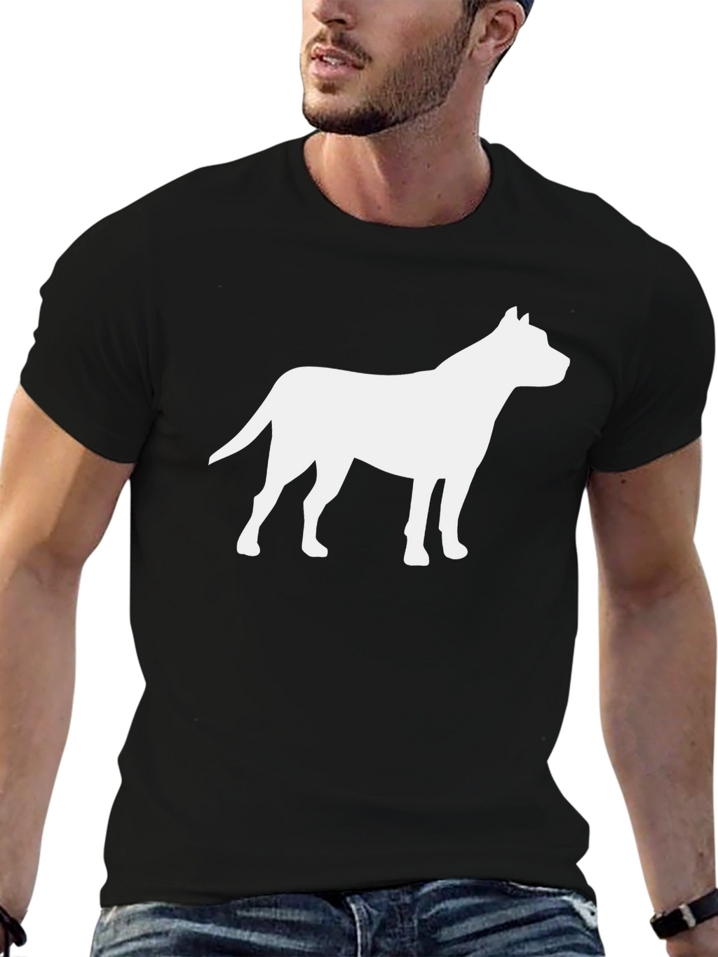 Pitbull Silhouette T-Shirt - Black Cotton Tee