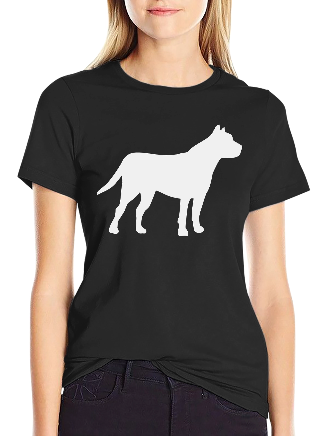 Pitbull Silhouette T-Shirt - Black Cotton Tee