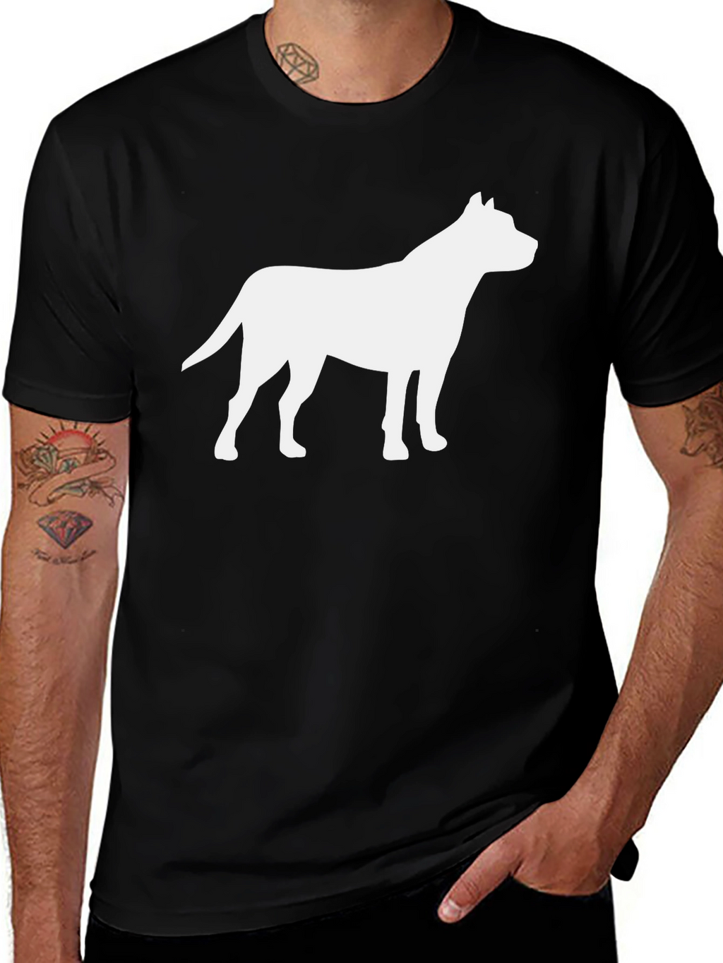 Pitbull Silhouette T-Shirt - Black Cotton Tee