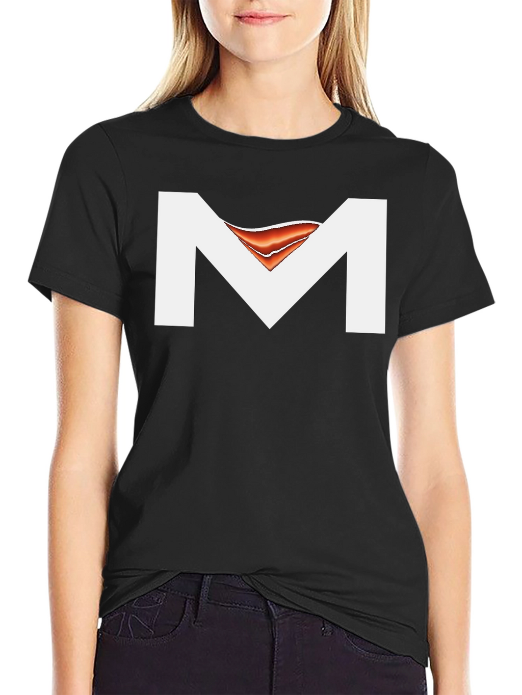 Black T-Shirt with Abstract M Design