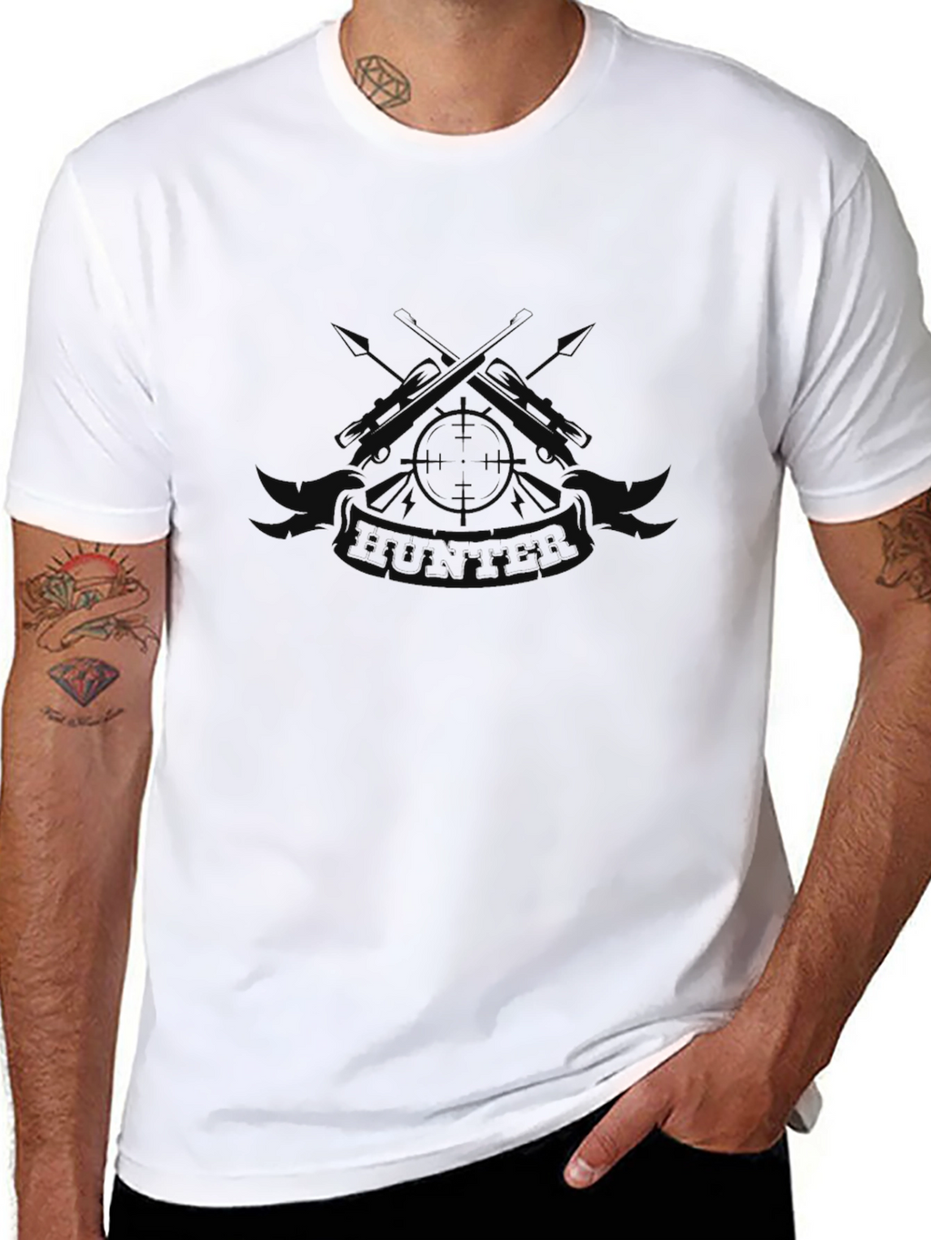 Mens Black Hunter Graphic T-Shirt