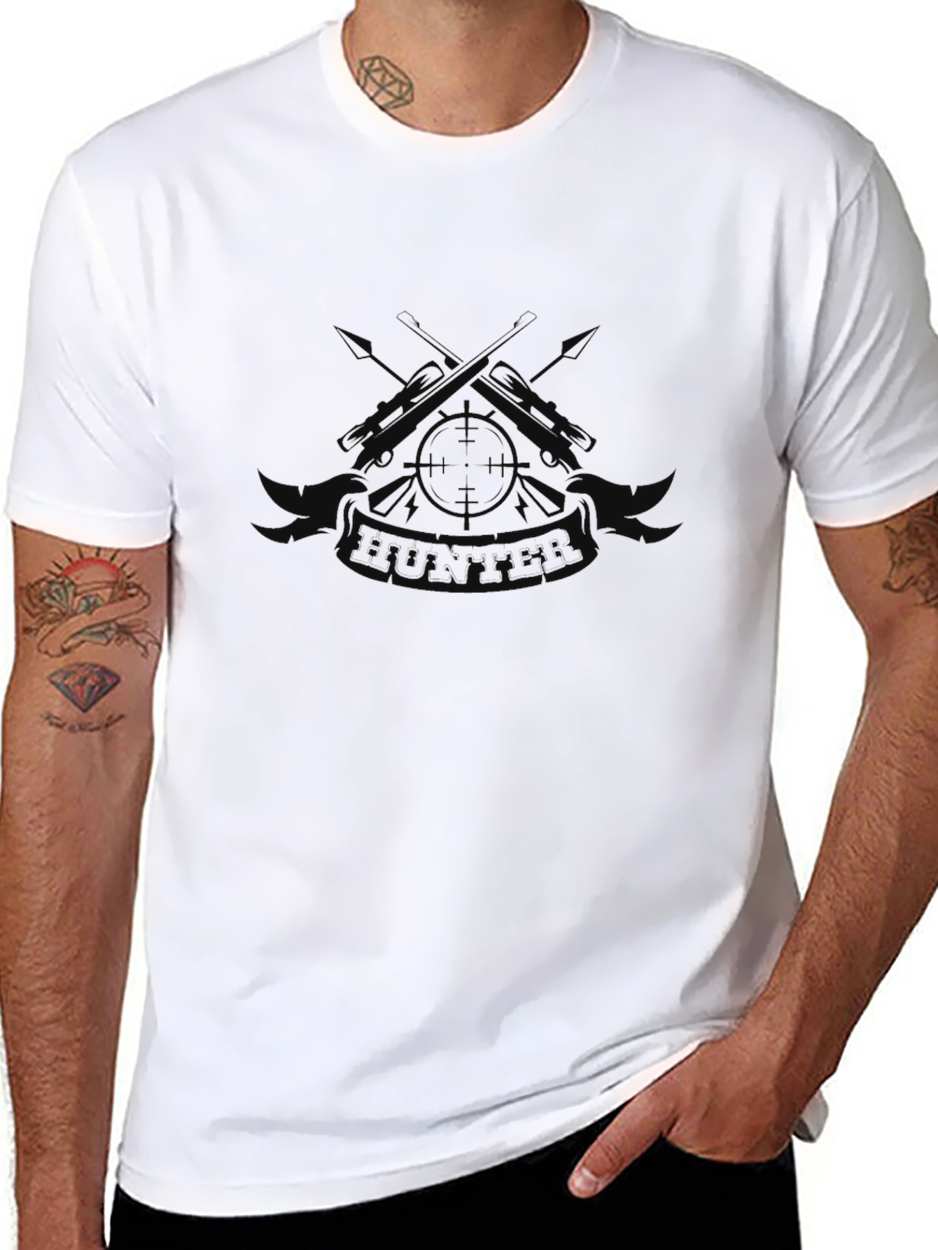 Mens Black Hunter Graphic T-Shirt