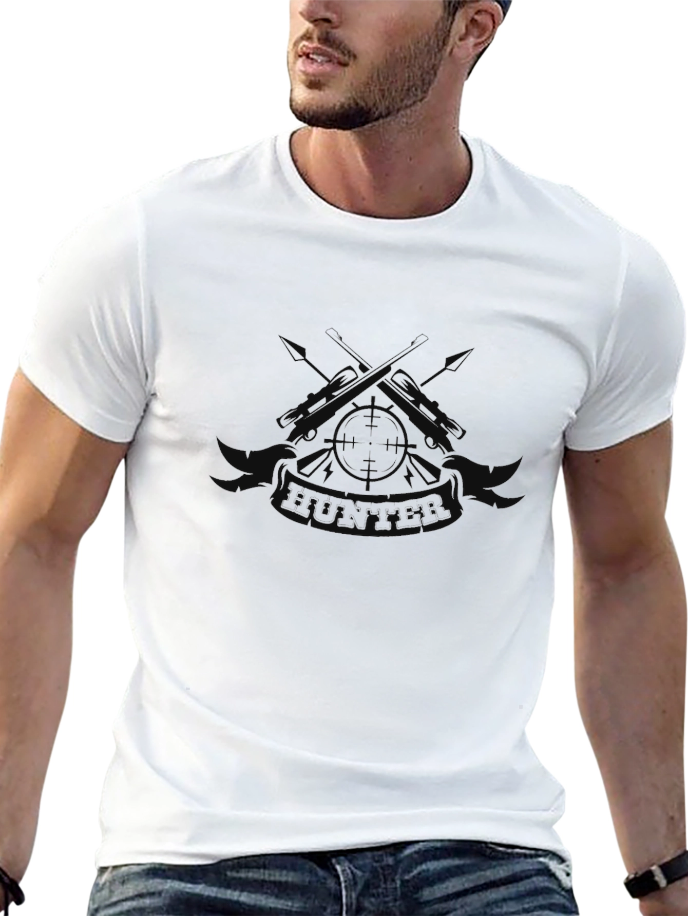 Mens Black Hunter Graphic T-Shirt