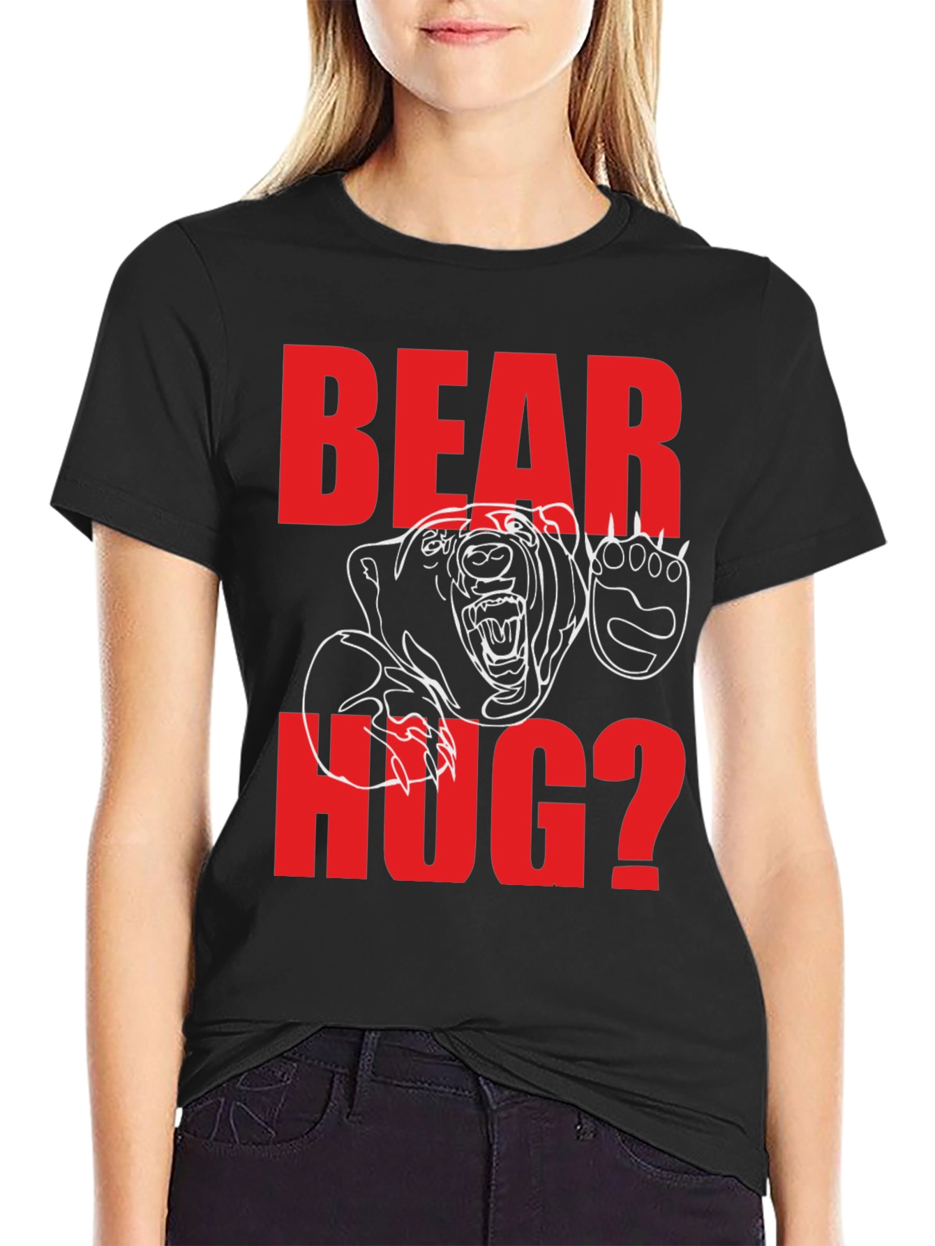 Bear Hug Graphic Tee - Black Cotton Blend