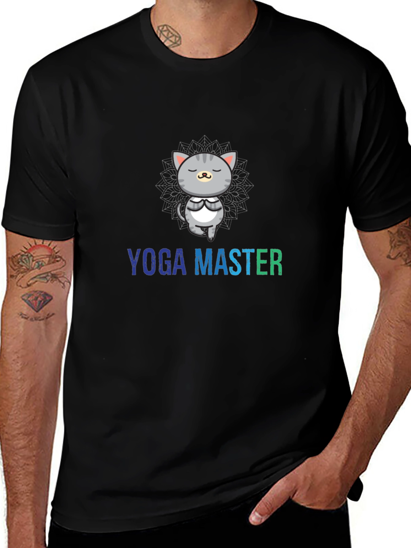 Yoga Master Cat Graphic T-Shirt