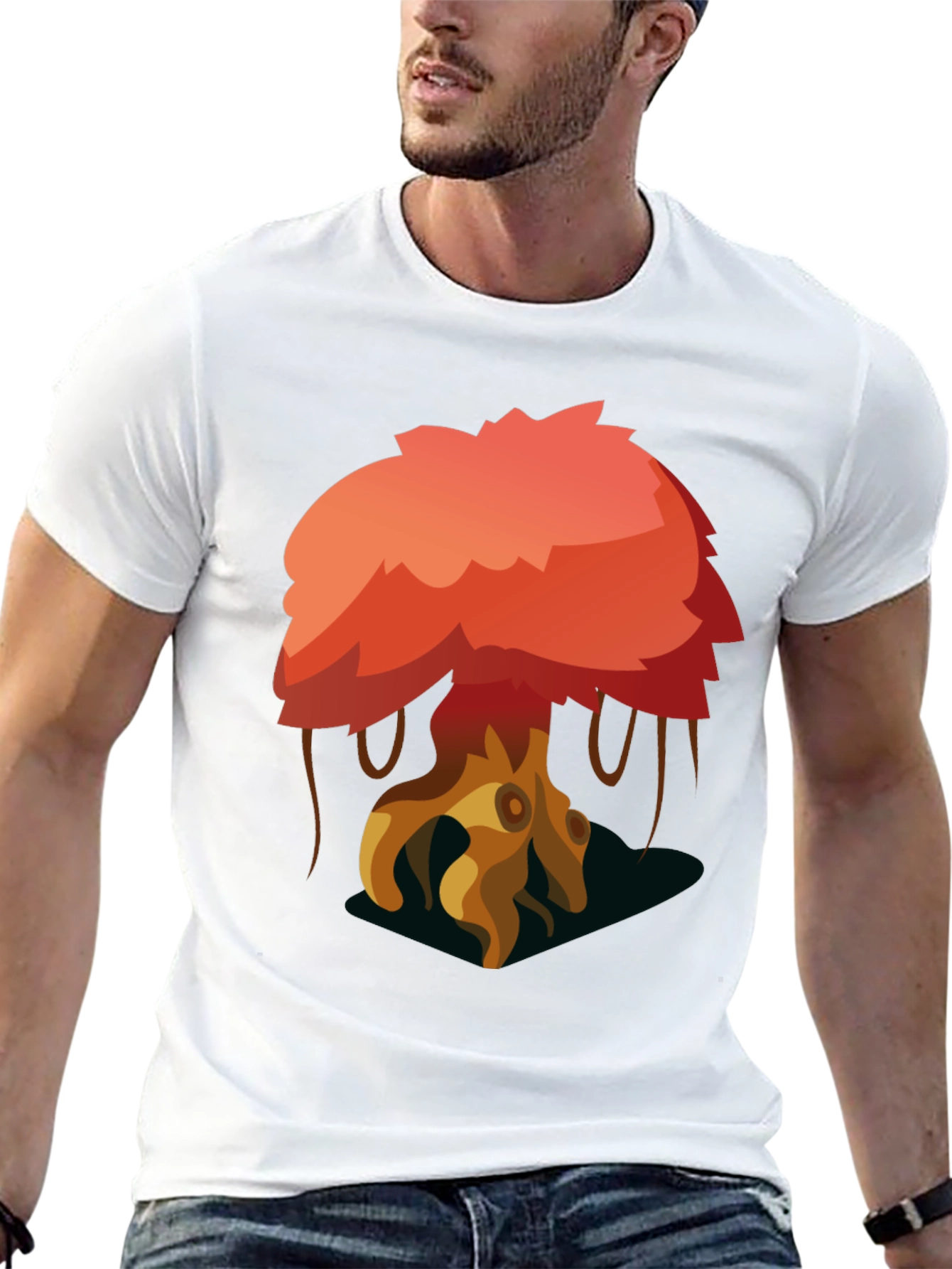 Cartoon Tree Graphic Black T-Shirt