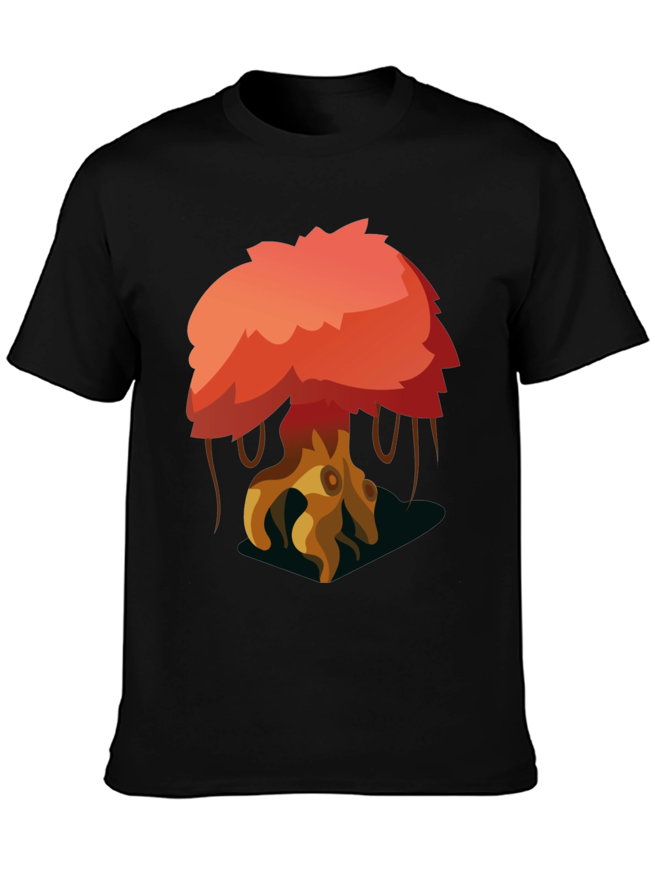 Cartoon Tree Graphic Black T-Shirt