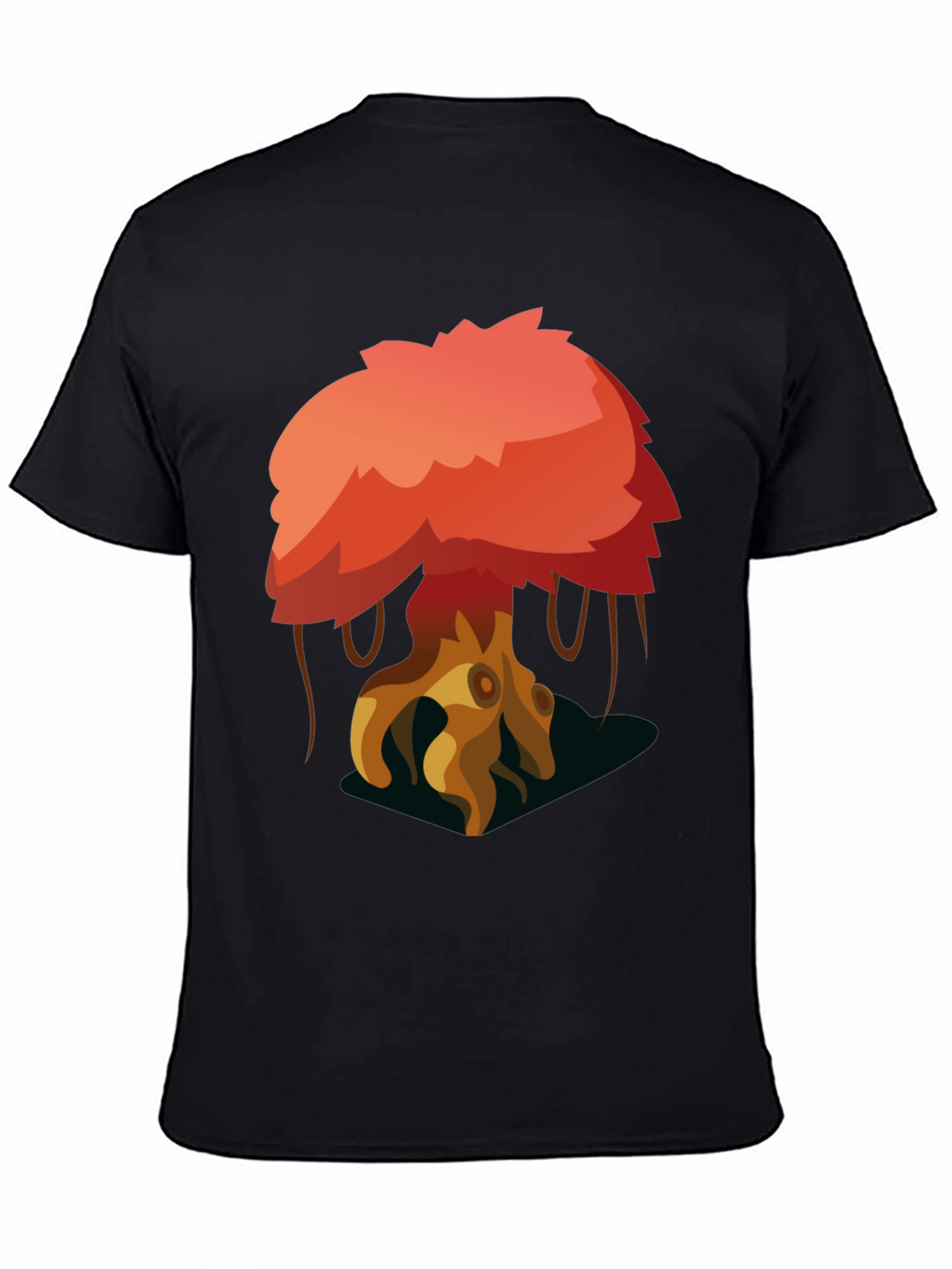 Cartoon Tree Graphic Black T-Shirt