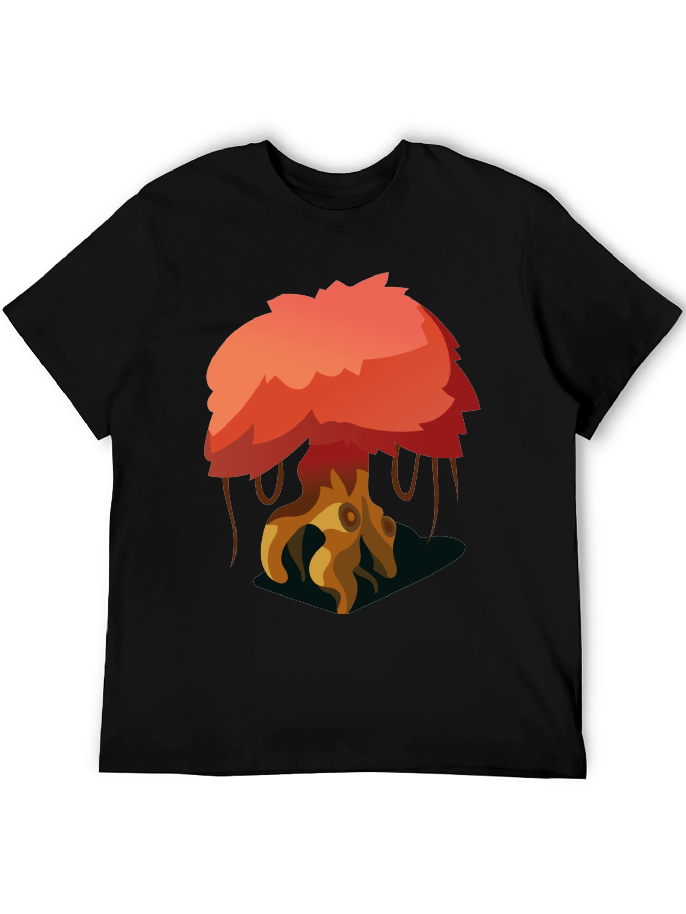 Cartoon Tree Graphic Black T-Shirt