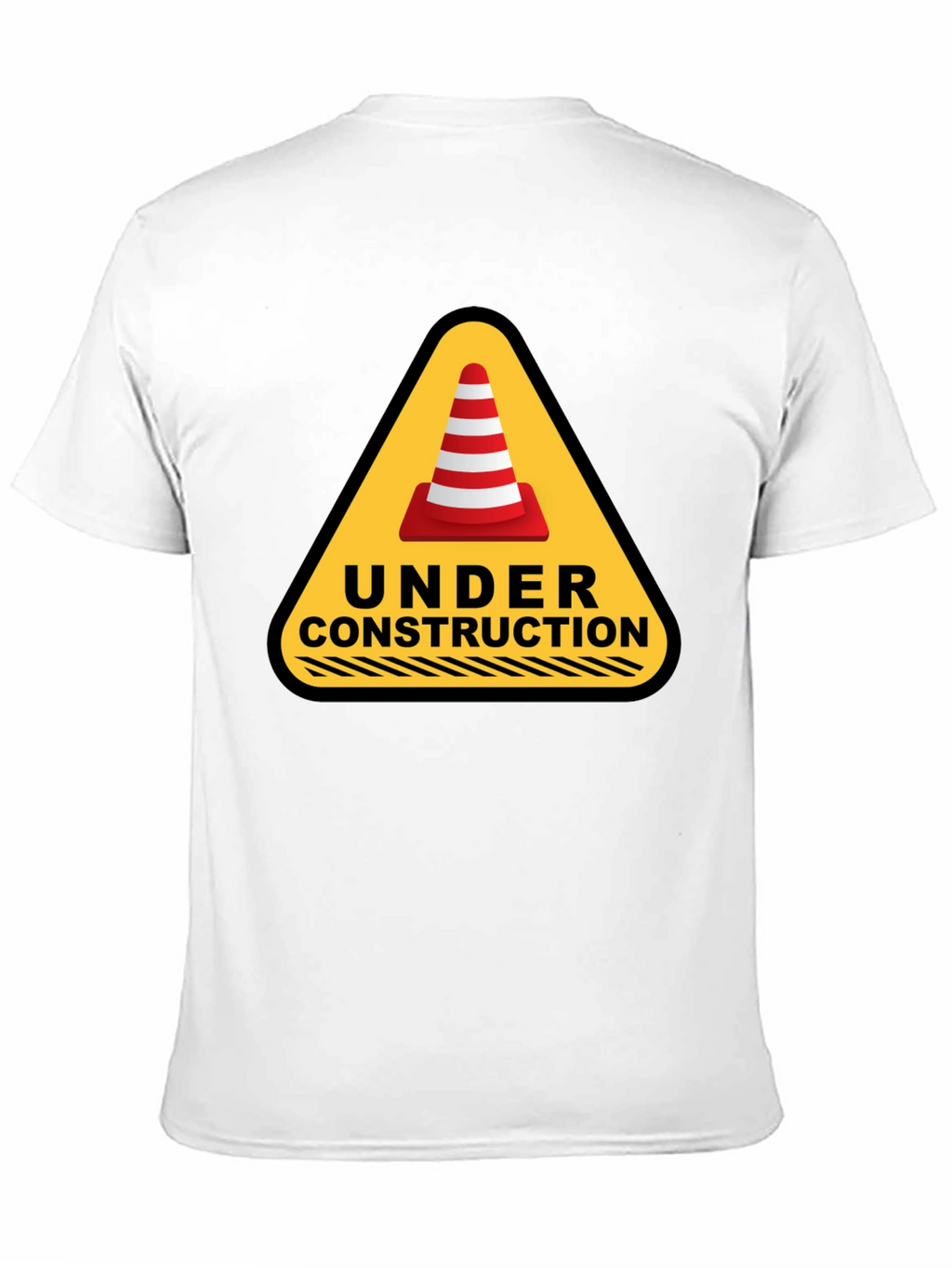 Under Construction Cone Graphic Tee - Black Cotton T-Shirt
