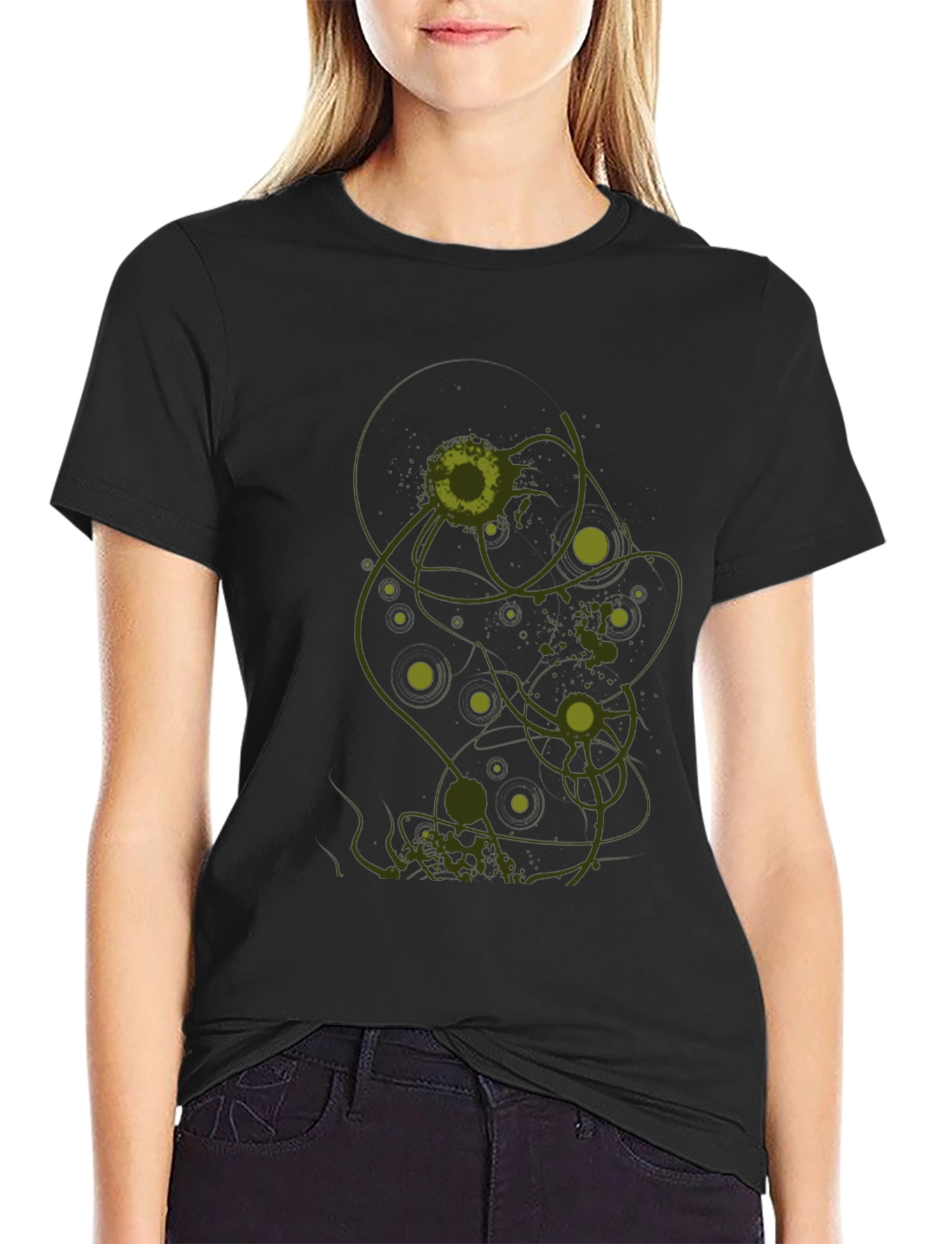 Abstract Graphic Print T-Shirt - Black