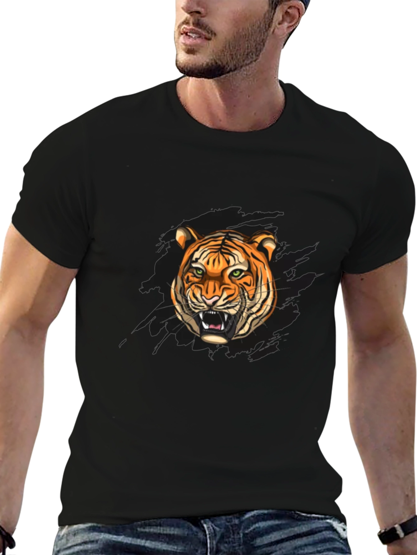Tiger Graphic Black T-Shirt - Fierce Style!