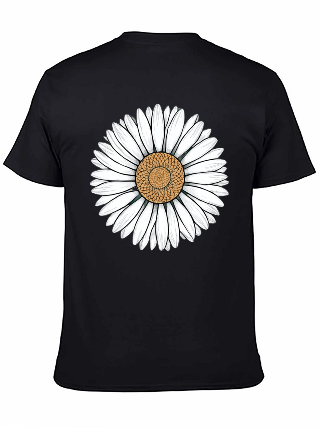 Daisy Flower Graphic Black T-Shirt