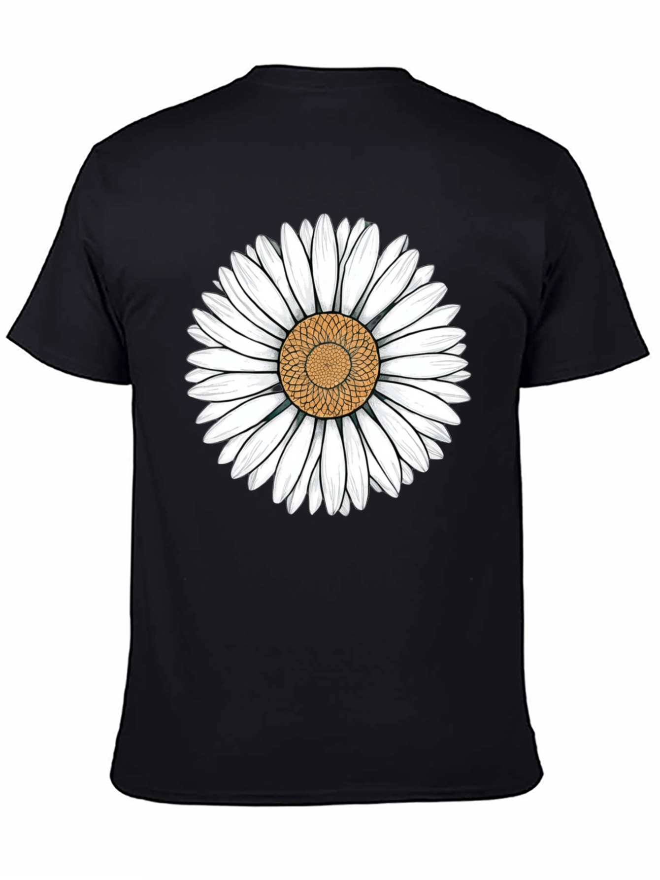 Daisy Flower Graphic Black T-Shirt