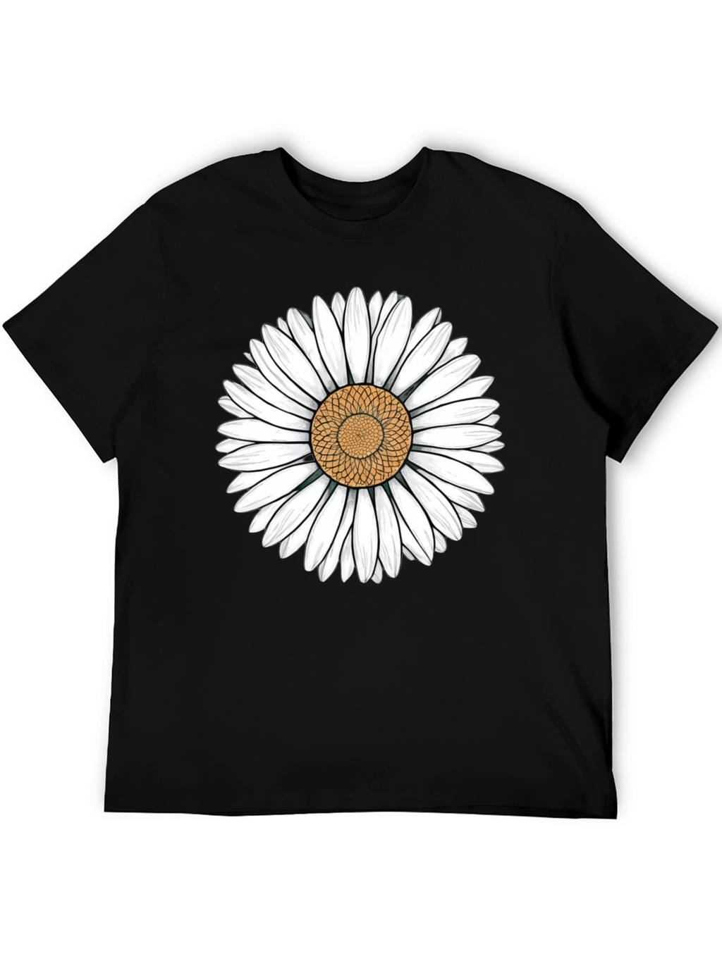 Daisy Flower Graphic Black T-Shirt
