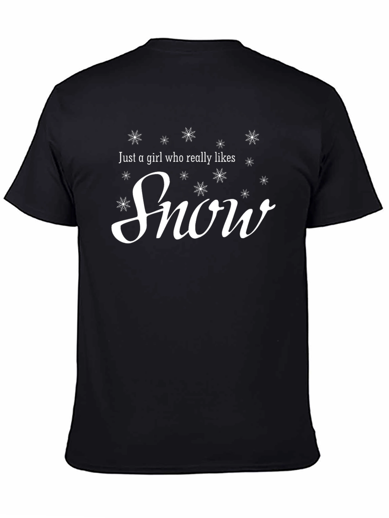 Snow Lover T-Shirt - Black Crew Neck Tee