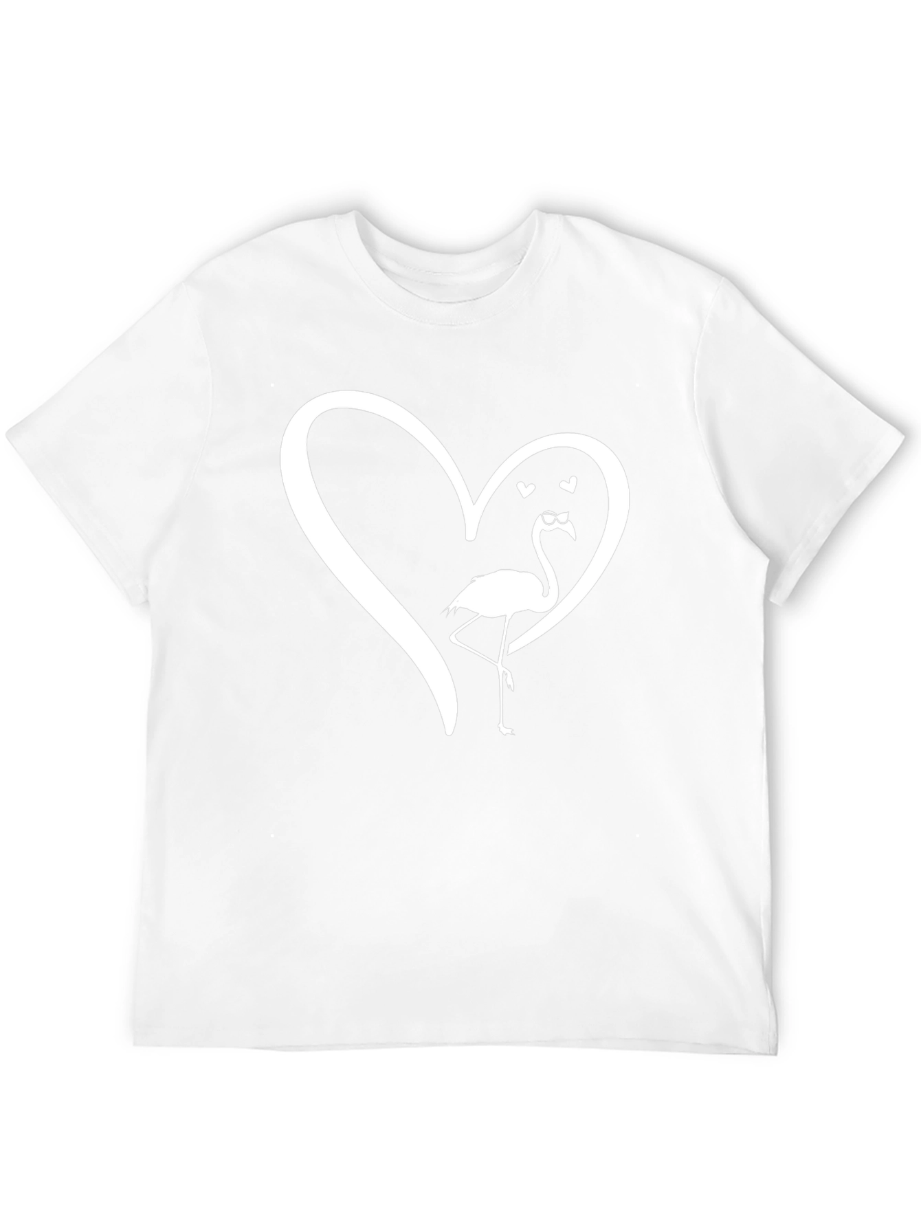 Mens Black Flamingo Heart Graphic Tee
