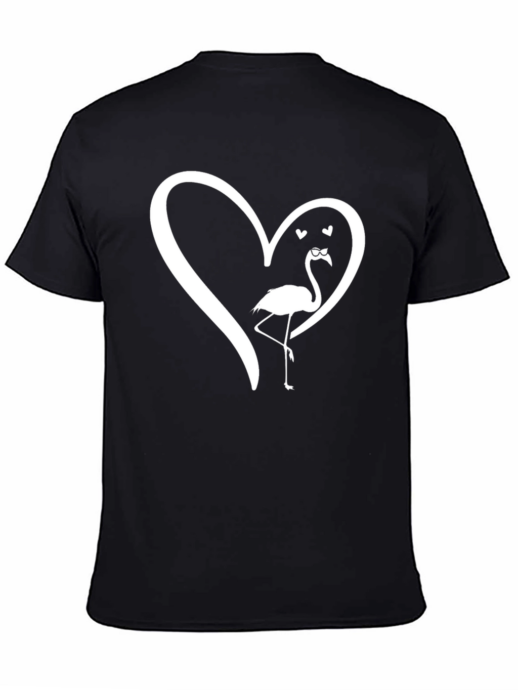 Mens Black Flamingo Heart Graphic Tee