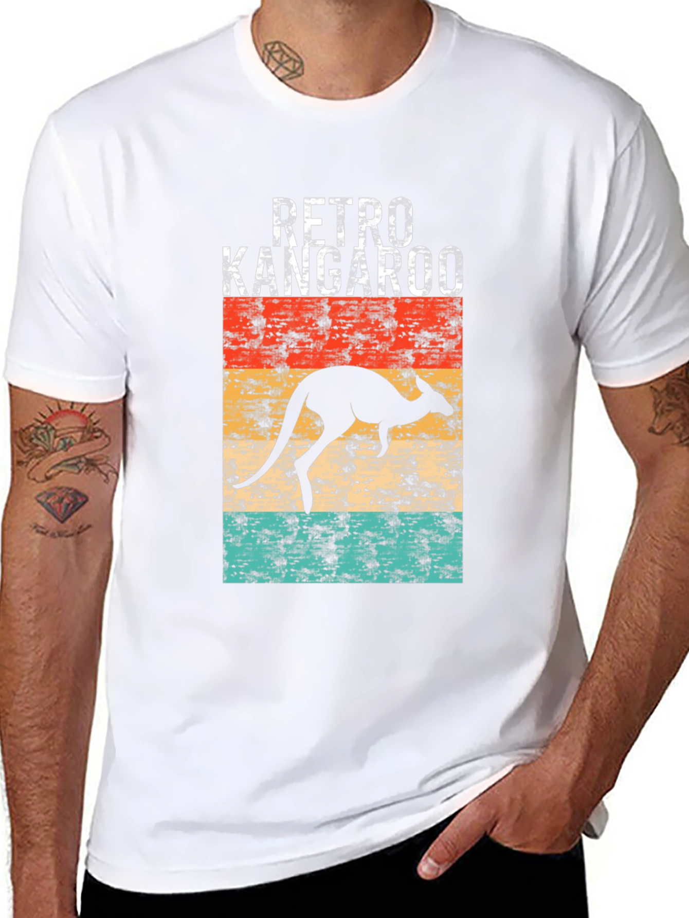 Retro Kangaroo Graphic Tee - Black