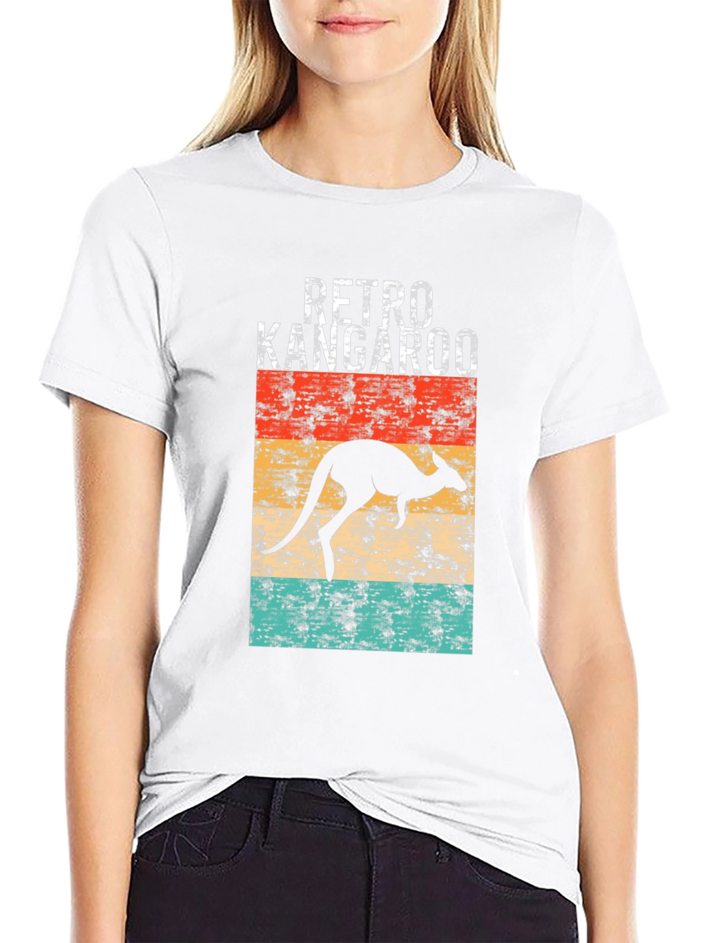 Retro Kangaroo Graphic Tee - Black